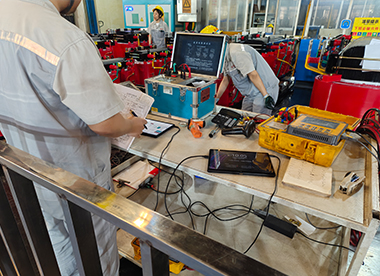 Technician carrying out electrical testing